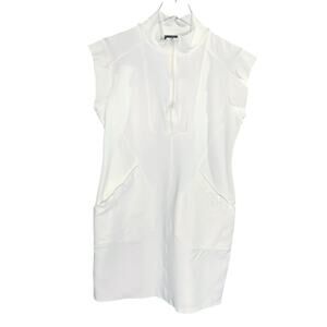 Brigitte Brianna S Cream Gia Dress Double Knit Ponte Stretch Mock Neck